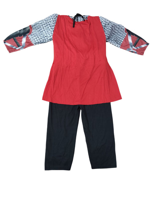 BookMyCostume 3 Pc Grey Thunder God Muscle-Look Superhero Costume with Padded Chest, Arms, Hammer & Plastic Face Mask | Sublimation Printed Fancy Dress Outfit | Birthday Celebration Costume